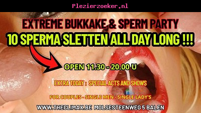Donderdag 14 Mei Mega Bukkake Marathon 11.30u / 20.00u