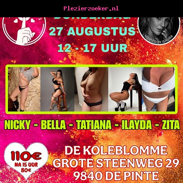 Donderdag 27 Augustus / De Pinte / 12 tot 17 Uur